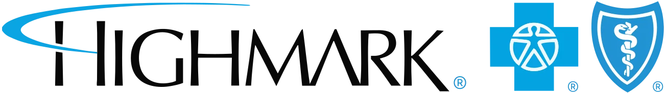 Highmark logo alongside Blue Cross Blue Shield symbol, representing insurance options for King Physical Therapy and Fitness services.